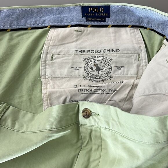 Polo Ralph Lauren Stretch Classic Fit Chino Shorts 9” Light Green Blue Pony 52 - Picture 4 of 7